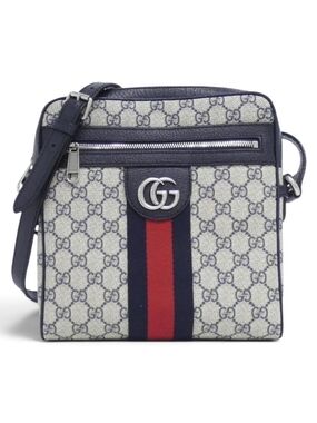 Gucci GG Blue Navy & Red Web GG Supreme Messenger Bag